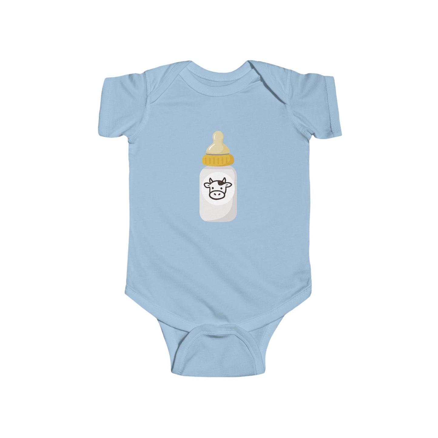 Baby Bodysuit with Cute Cow Bottle Graphic