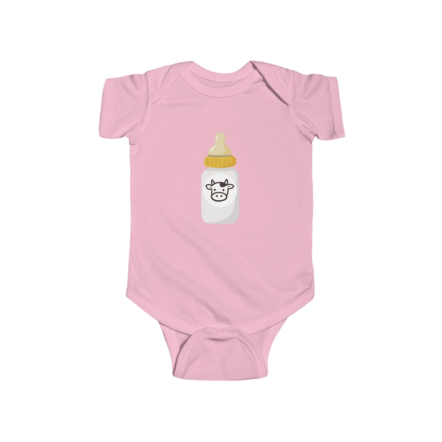 Baby Bodysuit with Cute Cow Bottle Graphic