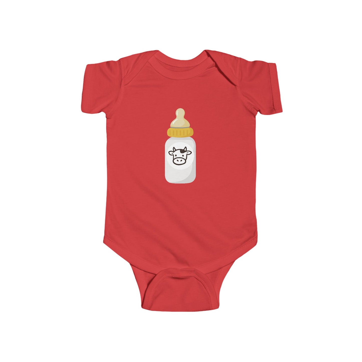 Baby Bodysuit with Cute Cow Bottle Graphic