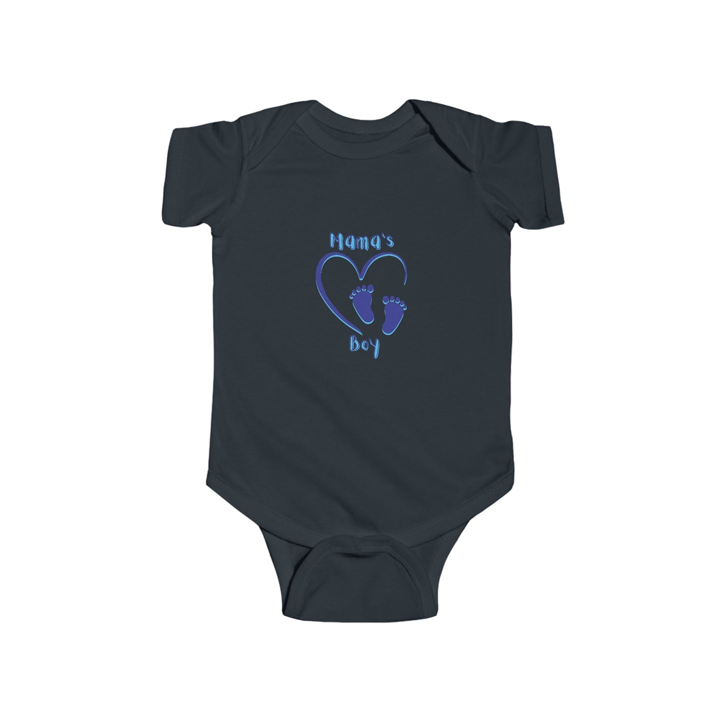 Mama's Boy Baby Bodysuit - Blue Heart & Footprint Design