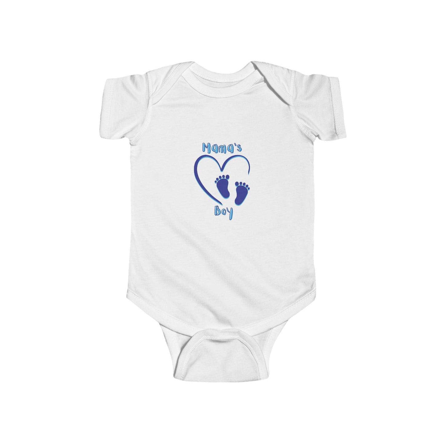 Mama's Boy Baby Bodysuit - Blue Heart & Footprint Design