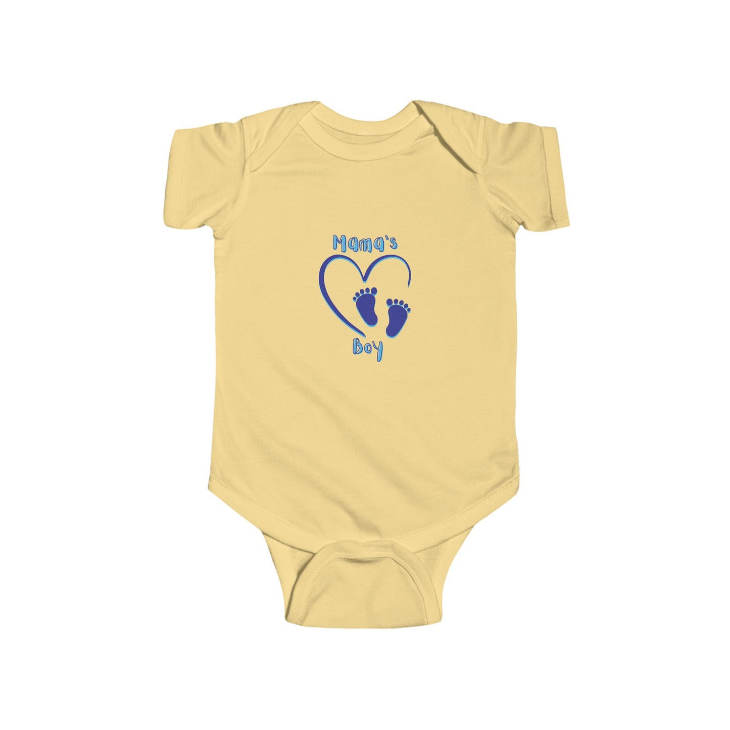 Mama's Boy Baby Bodysuit - Blue Heart & Footprint Design