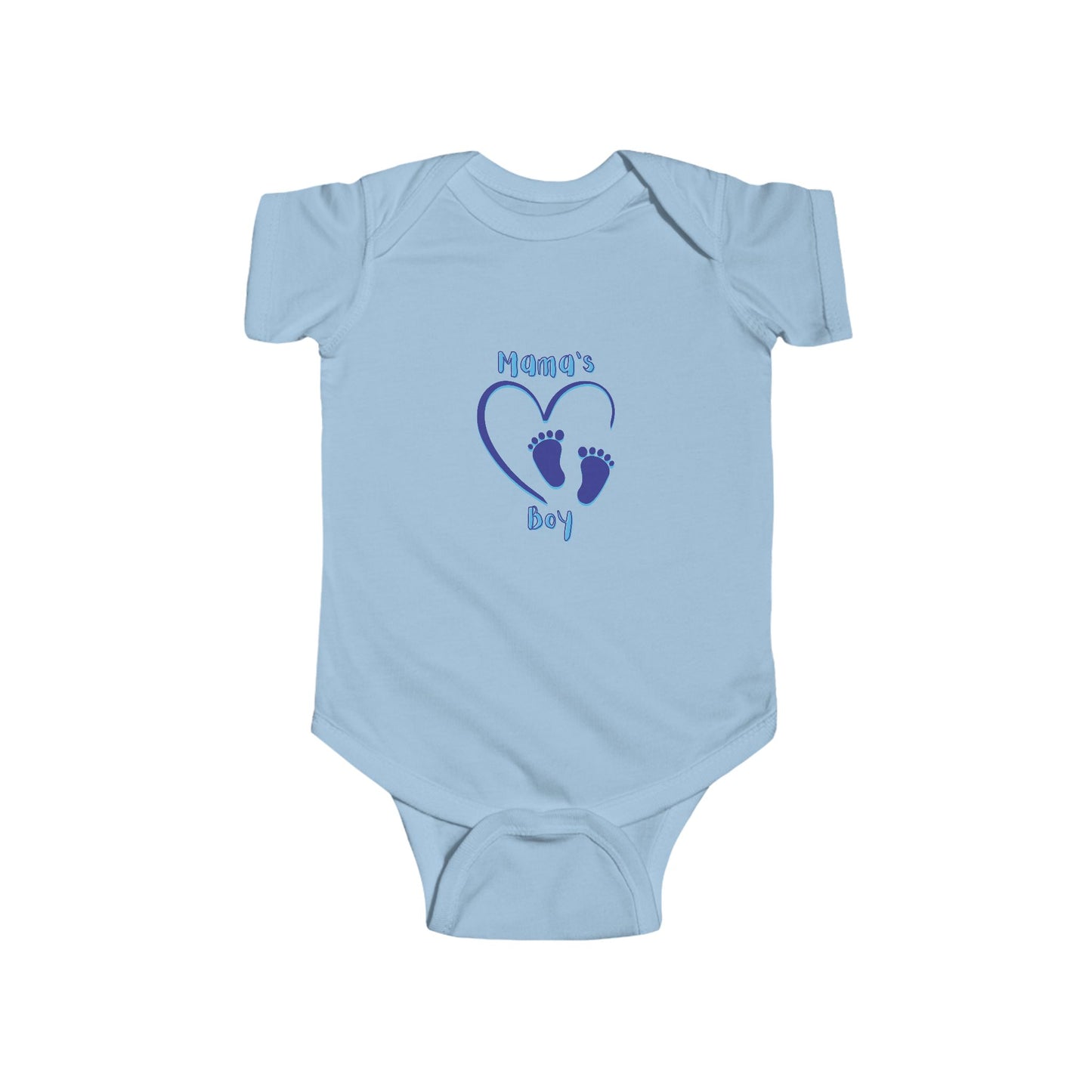 Mama's Boy Baby Bodysuit - Blue Heart & Footprint Design